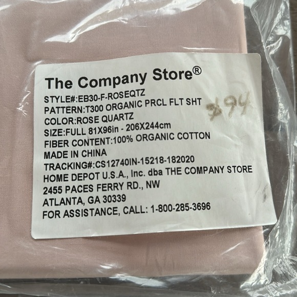 The Company Store Premium Cool Organic Cotton Percale Percale Flat Bed Sheet - Picture 2 of 3